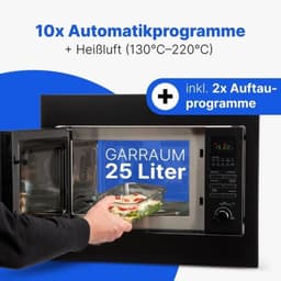 Magnetron voor inbouw met grill - Magnetron en oven - Maaltijden snel klaarmaken - 3-in-1 mogelijkheden - 25 liter - Zwart — thumbnail 3