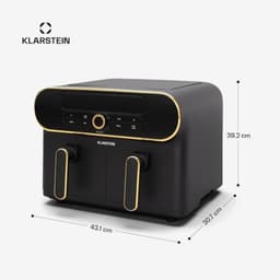 Heteluchtfriteuse - Airfryer - Koken met minder vet - Twee compartimenten - 11 liter - Zwart/goud — thumbnail 2