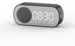 Wekkerradio - wekkerradio op netstroom - wekker kind - wekkers digitaal - wekker analoog - digitale wekker - digitale wekker slaapkamer - bluetooth speaker - luidspreker - spiegel met licht - draagbare radio - Zwart - 1 stuk — thumbnail 1