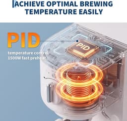 Professionele Espressomachine - 15 Bar - 1500W Thermoblock - Met Stoompijpje - 58mm Siebträger - 1.25L Waterreservoir - Compact - Voor Cappuccino en Latte - Thuis en Kantoor — thumbnail 4