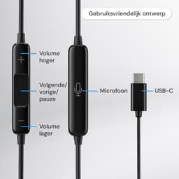 Nuvance Oortjes met Draad - Bedrade Oordopjes - USB-C Oortjes - Oordopjes met Draad en Microfoon - In-Ear Oordopjes - Zwart — thumbnail 5