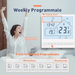 Slimme Thermostaat - Kamerthermostaat Verwarming - Energie Besparen - Wifi & Spraakbesturing - 3A - Wit — thumbnail 4