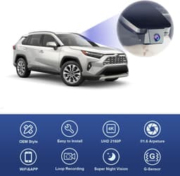 4K Dash Cam Geschikt voor 2022-2025 Toyota RAV4 LE XLE Limited XSE Adventure SE Premium Hybrid Gen5 (Model B), UHD 2160P Video WiFi, G-Sensor, Loop Recording, Plug & Play, 64GB Card — thumbnail 5