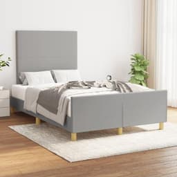 Bedframe met hoofdeinde, lichtgrijs, 120 x 200 cm, stoffen bed voor hotel, logeerkamer, slaapkamer, logeerkamer — thumbnail 1