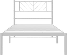 Bedframe met hoofdeinde, metaal, wit, 80 x 200 cm, bedframe voor woonkamer, hotel, slaapkamer — thumbnail 3