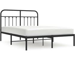 Bedframe van metaal, zwart, 140 x 200 cm, met hoofdeinde