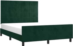 Bedframe zonder matras 140x190 cm fluweel donkergroen met verstelbaar hoofdeinde stevige poten multiplex lattenbodem voor slaapkamer woonkamer comfortabele ondersteuning — thumbnail 4