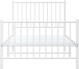 Bedframe met hoofdeinde en voetenplank, wit staal — thumbnail 4