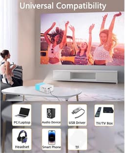 Full HD 1080P Videoprojector, Draagbare Projector, Thuisbioscoopfilmprojector voor Kinderen, Compatibel met Laptops, Pc's, Tv-boxen, Tv-sticks, Tablets, — thumbnail 3