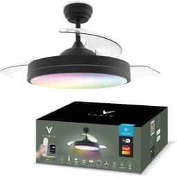 Varin® Smart Ventilator met verlichting - Zwart - Tuya Wifi - LED RGBW - Ø 50cm/108cm - 30W DC - Super stil - Smart lamp - Plafondlamp slaapkamer - Plafonniere woonkamer - Plafondlampen - Plafond lamp - Verlichting kinderkamer - Ventilator — thumbnail 1