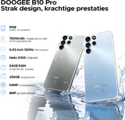 DOOGEE B10 Pro 4G - Robuuste Smartphone - Robuuste Telefoon - 64GB RAM + 256GB ROM (2TB/TF) - 6.63 FHD+120Hz - 7600mAh/33W - IP68/IP69K Waterproof Phone - Helio G100 - Face ID - NFC - OTG — thumbnail 2