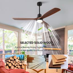 MIVRAY Plafondventilator Met Verlichting - 150 x 150 x 45 cm - Zes Snelheden - Hout - Walnoot Zwart - Dimbare LED Met Afstandsbediening — thumbnail 5