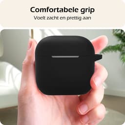 Hoesje - Geschikt voor Apple AirPods 5 - met Clip - Siliconen Hoes - Silicone Case Cover - Zwart — thumbnail 4