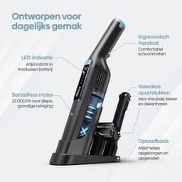 Draadloze Handstofzuiger 250W met LCD Display - 22kPa Zuigkracht - Dubbel HEPA en Metalen Filter - Voor Auto en Meubels — thumbnail 4