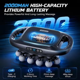 Massagepistool met 20 koppen, massageapparaat met 30 instelbare snelheden en 3 massagemodi, massagepistool met rood - ShopVlot — thumbnail 5