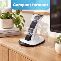 YONO Controller Oplaadstation geschikt voor PlayStation 5 - PS5 DualSense Controllers - Dual Oplader - Charging Dock - Wit - Staand — thumbnail 4