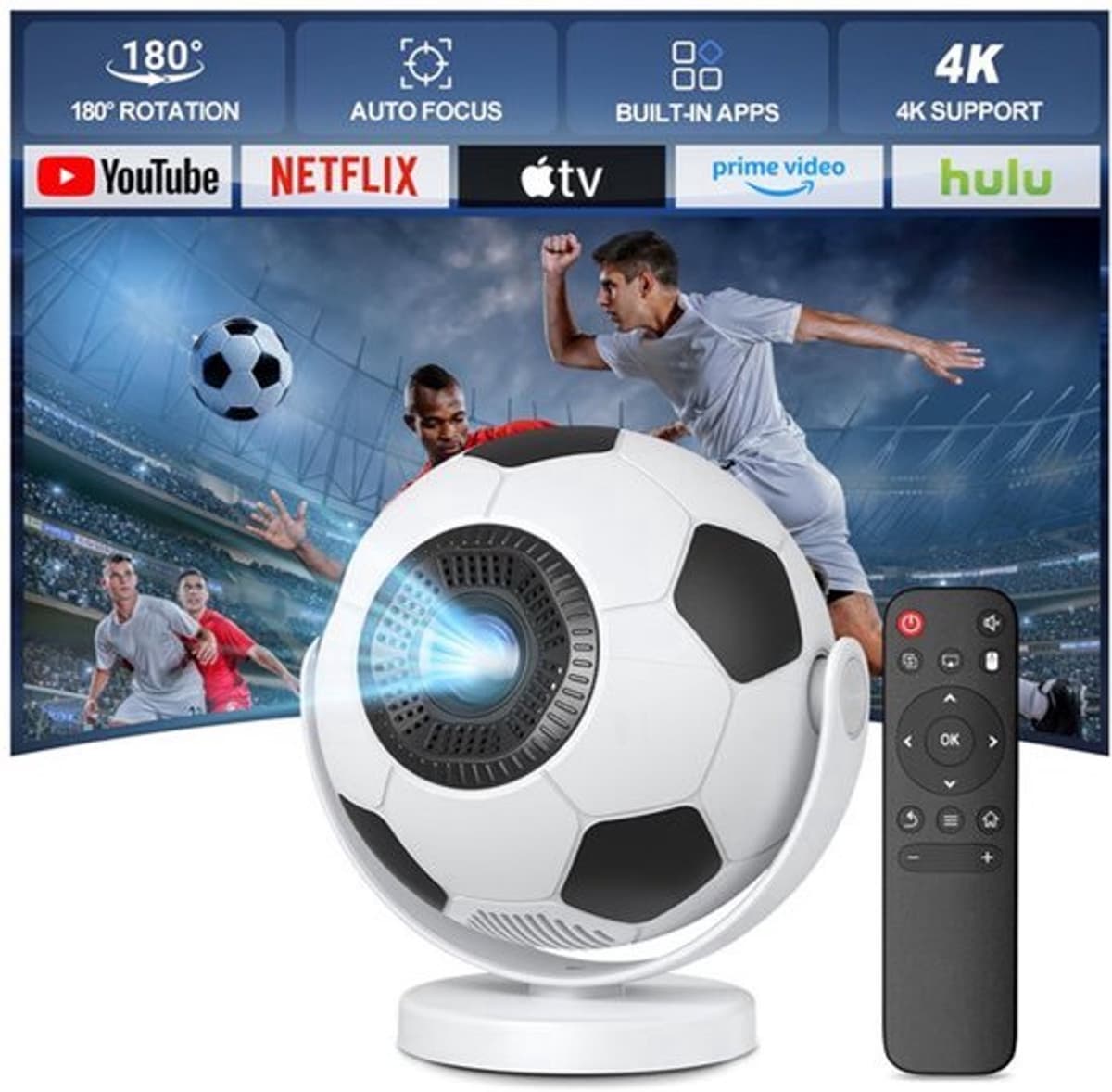 Mini Beamer LED - 1280 x 720 Resolutie - 170 ANSI Lumen - Wifi En Bluetooth - Draagbaar - Android 14 Smart Projector — afbeelding 1