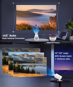 Velqon Draagbare Projector met Android 14, 4K Ondersteuning, 1080P Full HD, 200 ANSI Lumen, 5G WiFi 6, Bluetooth 5.4, 180° Draaibaar — thumbnail 2