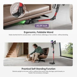 Ultenic U18 Power Pro draadloze stofzuiger, krachtige zuigkracht van 55 kPa, 600W motor, tot 80 minuten gebruiksduur, anti-klitborstel, slim led-display, 6-laags filter, oplaadstation voor wandmontage, geschikt voor dierenharen en harde vloeren. — thumbnail 5
