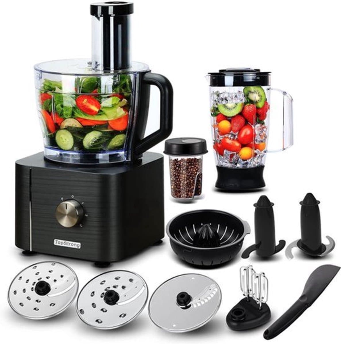 Keukenmachine Dark Grey - 1100 W Vermogen - 3,2 L Inhoud - Roestvrij Staal Materiaal - Multifunctioneel Keukenapparaat — afbeelding 1