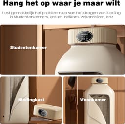 Draagbare Mini Wasdroger voor Reizen & Camping – Opvouwbaar & Compact Ontwerp – Energiezuinig (Minder dan 1 kWh per Uur) – Met UV-Desinfectie, 2 Snelheden & PTC Verwarming – Ideaal voor Studentenkamers, Hotels & Appartementen – Beige — thumbnail 3