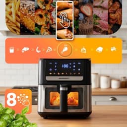 Heteluchtfriteuse, XL, 6,5 liter, airfryer met kijkvenster en touchscreen, 1700 W, 8 programma's, vaatwasmachinebestendig — thumbnail 4