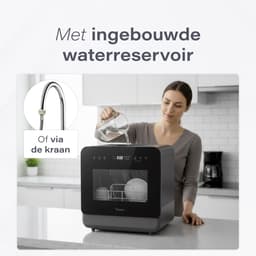 Skoov Mini Vaatwasser met waterreservoir PRO - 3 couverts - 6 wasprogramma's - Kleine smalle vrijstaande afwasmachine - Camping - Zwart — thumbnail 13