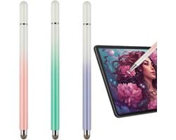 3-pack touch stylus, 2-in-1 universele smart pen touchscreen stylus compatibel met alle tablet touchscreens Geschikt voor Ga1axy/Xiaomi/iPad (paars + roze + groen)