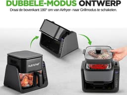NutriChef 3,8 Liter Airfryer & Grill – 7-in-1 Voorgeprogrammeerde Kookstanden – Transparante Glazen Frituurkom – Zwart — thumbnail 2