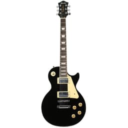 Elektrische Gitaar - Single Cut - Voor Beginners - 2 Humbuckers - Linde Body - Black - Vintage Series — thumbnail 1