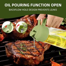 2 olievernevelaars voor het koken 16oz /470 ml olievernevelaars voor in de keuken, 2 in 1 olievernevelaar voor in de keuken, airfryer, salade, barbecue (ivoor, groen) — thumbnail 3
