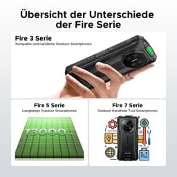 DOOGEE Fire 3 Pro 4G - Robuuste Smartphone - Outdoor telefoon - 16 GB RAM+128 GB/2TB TF - Android 15 - 8350 mAh/18 W - 5,5 inch HD+ - Gemini AI - NFC - GPS - Face ID - Vingerafdrukscanner - Groen — thumbnail 2