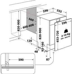 Whirlpool W2I HD526 A - Inbouwvaatwasser - Volledig ingebouwd - 14 couverts - E label - RVS - 46 dB — thumbnail 3