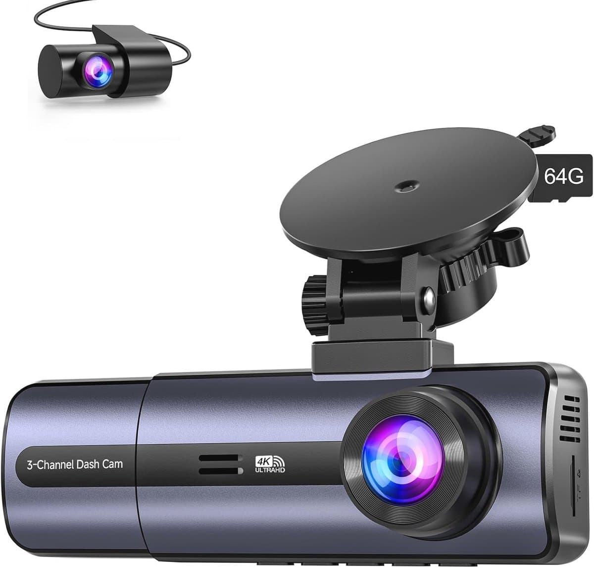 Dashcam 3-kanaals 1080P voor en binnen met auto — afbeelding 1