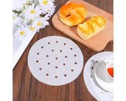 100 Stuks Rond Stoommandpapier Bamboe 20 cm - Antiaanbak Vellen voor Stoompan en Airfryer