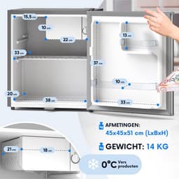 Stillstern Mini Koelkast 45L – Minibar met Vriesvak – Stille Koelkast met Slot en Automatische Ontdooiing – Tafelmodel – Zilver — thumbnail 3