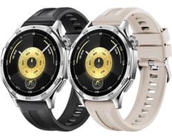 Stravo 2-Pack 22mm Siliconen Smartwatch Bandjes Geschikt voor Huawei Watch GT 2/ 3 / 4 / 5 / 6 (46mm modellen) – Siliconen Horlogebandjes voor Samsung Galaxy Watch 46mm/Galaxy Watch 3 45mm/ Gear S3 / Garmin Venu 3 / 2 – Zwart + Starlight