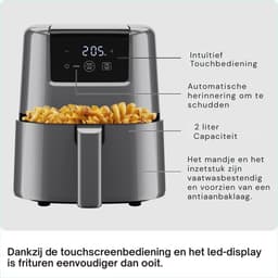 AMA® Mini Airfryer - Airfryer - Heteluchtfriteuse - Anti-Aanbaklaag - Grijs — thumbnail 2