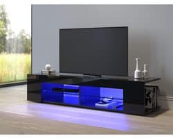 Stijlvolle TV Meubel met 12 Kleuren LED Verlichting - 135 cm Breed