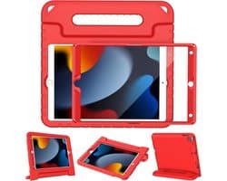 Kindvriendelijke Schokbestendige Staande Hoes voor iPad 10.2 inch (9e/8e/7e Generatie) met Handvat en Screenprotector - Rood