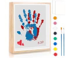 DIY Baby Voetafdruk en Handafdruk Set met Fotolijst en 8 Kleuren Verf