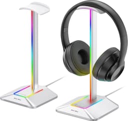 RGB Hoofdtelefoonstandaard met Draadloze Oplading en 7 Verlichtingseffecten — thumbnail 1