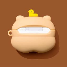 Namajunas - Case geschikt voor Apple AirPods 1 / AirPods 2 hoesje - Hoesje Geschikt voor AirPods 1/2 Hoesje Siliconen Case - optimale bescherming - Valbescherming - Capibara Hoesje Siliconen Case - Met karabijnhaak - Capybara — thumbnail 2