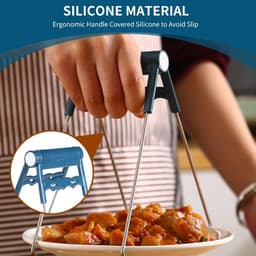 Anti-verbrandingsklem - Klem voor hete platen - Tang voor heteluchtfriteuse - Klem voor hete platen - Metalen komklem - Blauw - Anti-verbrandingsklem voor airfryer - Klem voor bakplaten van roestvrij staal met antisliphandgreep — thumbnail 4