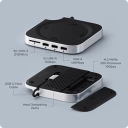 Satechi USB-C Stand/hub Mac mini M4 (SSD) – Compact Ontworpen voor 2024 Mac Mini – Voorpoorten voor Gemakkelijke Toegang – Compatibel met Oudere Apparaten via USB-A Poorten - Grijs — thumbnail 2