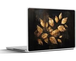 Laptop sticker - 10.1 inch - Gouden Bladeren op Donkere Achtergrond - 25x18cm - Laptopstickers - Laptop skin - Cover