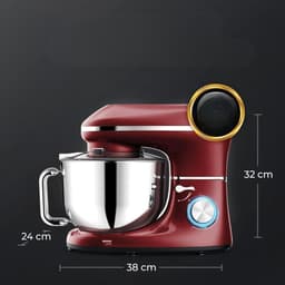 RVV® Deegmachine - Elektrische Deegmixer - Keukenmixer - 6.2L - Mixen en Mengen- Rood - 38cm x 24cm x 32cm — thumbnail 2