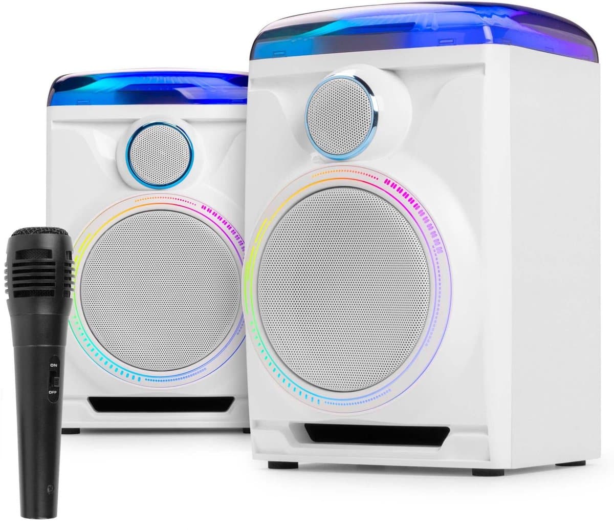 Karaoke set - Fenton Track 2.0 - Karaoke set voor volwassenen en kinderen - Met microfoon en lichteffecten - Wit — afbeelding 1