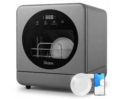Skoov Mini Vaatwasser met waterreservoir - 5 couverts - 6 wasprogramma's - 45cm - Kleine smalle vrijstaande afwasmachine - Camping - Grijs