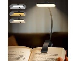 Oplaadbare Boekenleeslamp met Klem - 3 Kleuren & 5 Helderheidsniveaus - USB-C